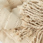 Rayon shawl, 'Textured Vanilla Beige' - Guatemala Backstrap Handwoven Beige Rayon Shawl