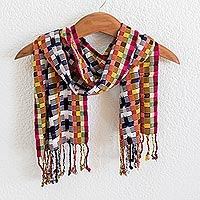 Cotton scarf, 'Happy Gumdrops'