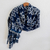 Rayon ikat shawl, 'Navy Blue Silhouettes' - Navy and White Ikat Shawl from Guatemala (image 2) thumbail