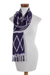 Rayon ikat scarf, 'Silhouette in Violet' - Hand Woven Violet and White Ikat Scarf thumbail