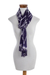 Rayon ikat scarf, 'Silhouette in Violet' - Hand Woven Violet and White Ikat Scarf (image 2b) thumbail