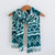 Rayon ikat scarf, 'Silhouette in Teal' - Handcrafted Rayon Ikat Scarf in Teal and White (image 2) thumbail