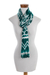 Rayon ikat scarf, 'Silhouette in Teal' - Handcrafted Rayon Ikat Scarf in Teal and White (image 2b) thumbail