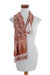 Rayon ikat scarf, 'Silhouette in Burnt Sienna' - Hand Woven Ikat Pattern Burnt Sienna Scarf (image 2a) thumbail