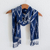 Rayon ikat scarf, 'Silhouette in Navy' - Artisan Crafted Blue and White Ikat Scarf (image 2) thumbail