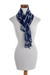 Rayon ikat scarf, 'Silhouette in Navy' - Artisan Crafted Blue and White Ikat Scarf (image 2b) thumbail