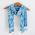 Rayon ikat scarf, 'Silhouette in Cyan' - Rayon Ikat Scarf in Light Blue and White