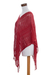 Cotton poncho, 'Fresh Chili' - Bright Red Open Weave Cotton Poncho (image 2b) thumbail