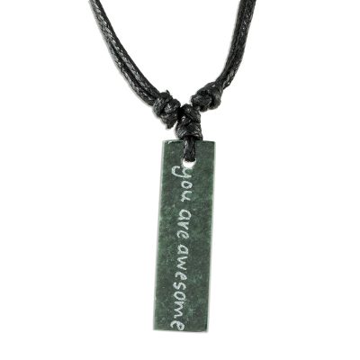 Handmade Jade Necklace with Inspirational Message