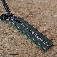 Jade pendant necklace, 'Remember To Be A Dreamer'