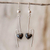 Jade dangle earrings, 'On the Curve in Black' - Sterling Silver and Black Jade Earrings (image 2) thumbail