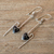 Jade dangle earrings, 'On the Curve in Black' - Sterling Silver and Black Jade Earrings (image 2b) thumbail