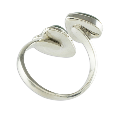 Jade wrap ring, 'When Two Hearts Meet' - Heart-Shaped Jade Wrap Ring