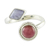 Jade and rhodonite wrap ring, 'Chance Encounter' - Rhodonite and Lilac Jade Wrap Ring thumbail