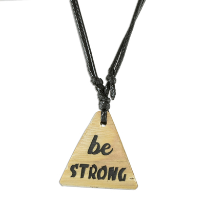 Handmade Be Strong Bamboo Pendant Necklace