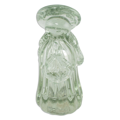 Virgin Mary Clear Blown Glass Figurine