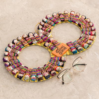 Cotton worry doll wreath, 'Friends Forever' - Handmade Guatemalan Worry Doll Double Wreath