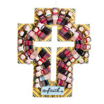 Cotton worry doll cross, 'Keep the Faith' - Handmade Guatemalan Worry Doll Cross for Wall Display