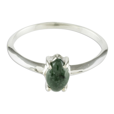 Dark Green Jade Solitaire Ring
