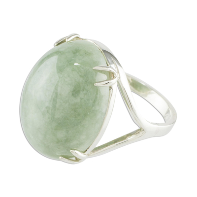 Jade cocktail ring, 'Precious Light' - Apple Green Jade Cocktail Ring