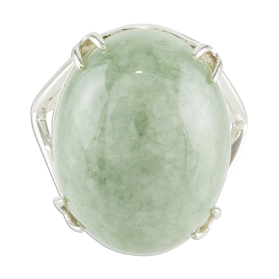 Jade cocktail ring, 'Precious Light' - Apple Green Jade Cocktail Ring