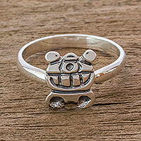 Sterling silver cocktail ring, 'Uayeb' - Mayan Sterling Silver Uayeb Calendar Glyph Unisex Ring