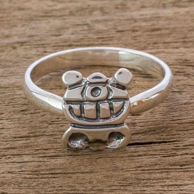 Sterling silver cocktail ring, 'Renewal' - Mayan Sterling Silver Uayeb Calendar Glyph Unisex Ring