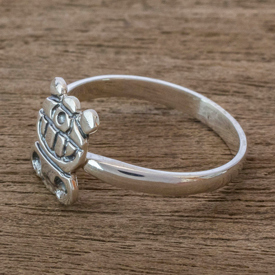 Sterling silver cocktail ring, 'Uayeb' - Mayan Sterling Silver Uayeb Calendar Glyph Unisex Ring