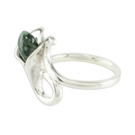 Jade cocktail ring, 'Mixco Lily in Dark Green' - Handmade Dark Green Jade and Silver Cocktail Ring