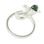 Jade cocktail ring, 'Mixco Lily in Dark Green' - Handmade Dark Green Jade and Silver Cocktail Ring