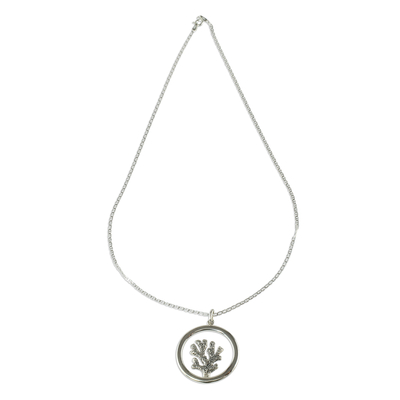 Sterling silver pendant necklace, 'Bottom of the Sea' - Coral-Themed Pendant Necklace from Guatemala