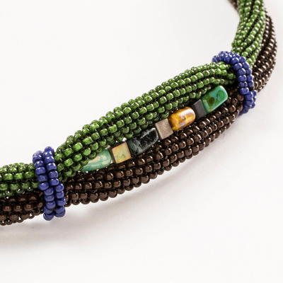 Beaded unity bracelet, 'Earth in Union' - Handmade Earth Color Beaded Guatemalan Unity Bracelet