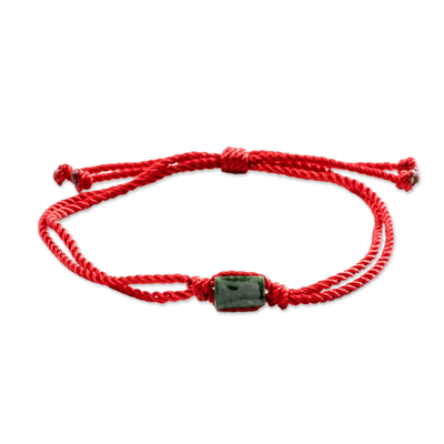 Green Jade & Red Cord Unity Bracelet from Guatemala