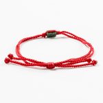 Jade unity bracelet, 'Teamwork Together' - Green Jade & Red Cord Unity Bracelet from Guatemala