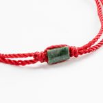Jade unity bracelet, 'Teamwork Together' - Green Jade & Red Cord Unity Bracelet from Guatemala