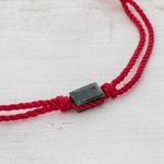 Jade unity bracelet, 'Teamwork Together' - Green Jade & Red Cord Unity Bracelet from Guatemala