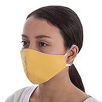 Contoured face masks, 'Solidarity in Yellow' (pair) - Handcrafted Contoured Adult Face Masks (Pair)