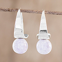 Jade drop earrings, 'Modern Mystic in Lilac' - Pale Lilac Jade and Sterling Silver Earrings