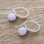 Jade drop earrings, 'Modern Mystic in Lilac' - Pale Lilac Jade and Sterling Silver Earrings