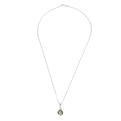Jade pendant necklace, 'Mixco Lily in Light Green' - Lily Shaped Pendant Necklace with Light Green Jade