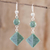 Jade dangle earrings, 'Ancient Diamonds in Green' - Light Green Jade Geometric Dangle Earrings (image 2) thumbail