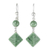 Jade dangle earrings, 'Ancient Diamonds in Green' - Light Green Jade Geometric Dangle Earrings thumbail