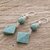 Jade dangle earrings, 'Ancient Diamonds in Green' - Light Green Jade Geometric Dangle Earrings (image 2b) thumbail