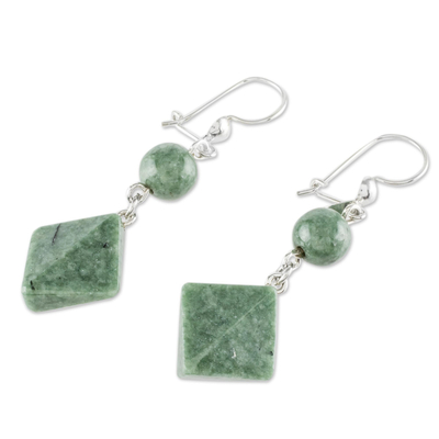 Pendientes colgantes de jade - Pendientes colgantes geométricos de jade verde claro