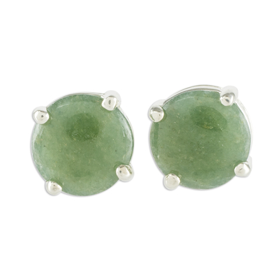 Jade stud earrings, 'Maya Sweets in Green' - Green Guatemalan Jade Stud Earrings