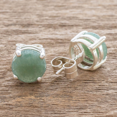 Jade stud earrings, 'Maya Sweets in Green' - Green Guatemalan Jade Stud Earrings
