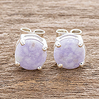 Jade stud earrings, 'Maya Sweets in Lilac'