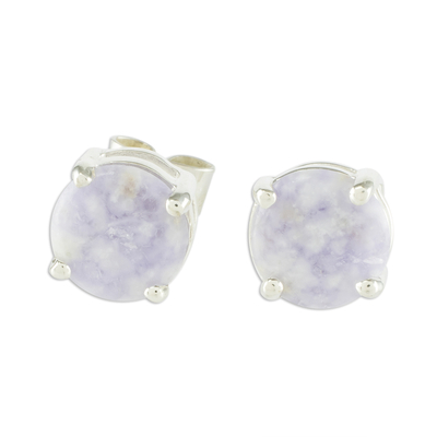 Jade stud earrings, 'Maya Sweets in Lilac' - Small Lilac Jade and Sterling Silver Stud Earrings