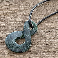 Jade pendant necklace, 'Eternal Unity' - Infinity Symbol Green Jade Necklace