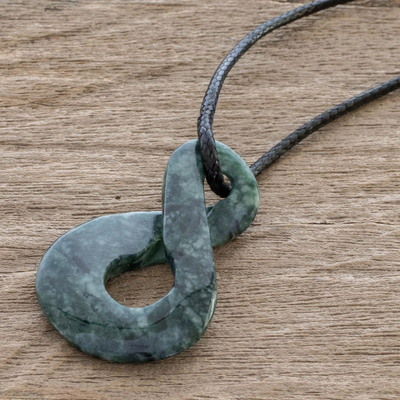 Halskette mit Jade-Anhänger - Unendlichkeitssymbol-Halskette aus grüner Jade